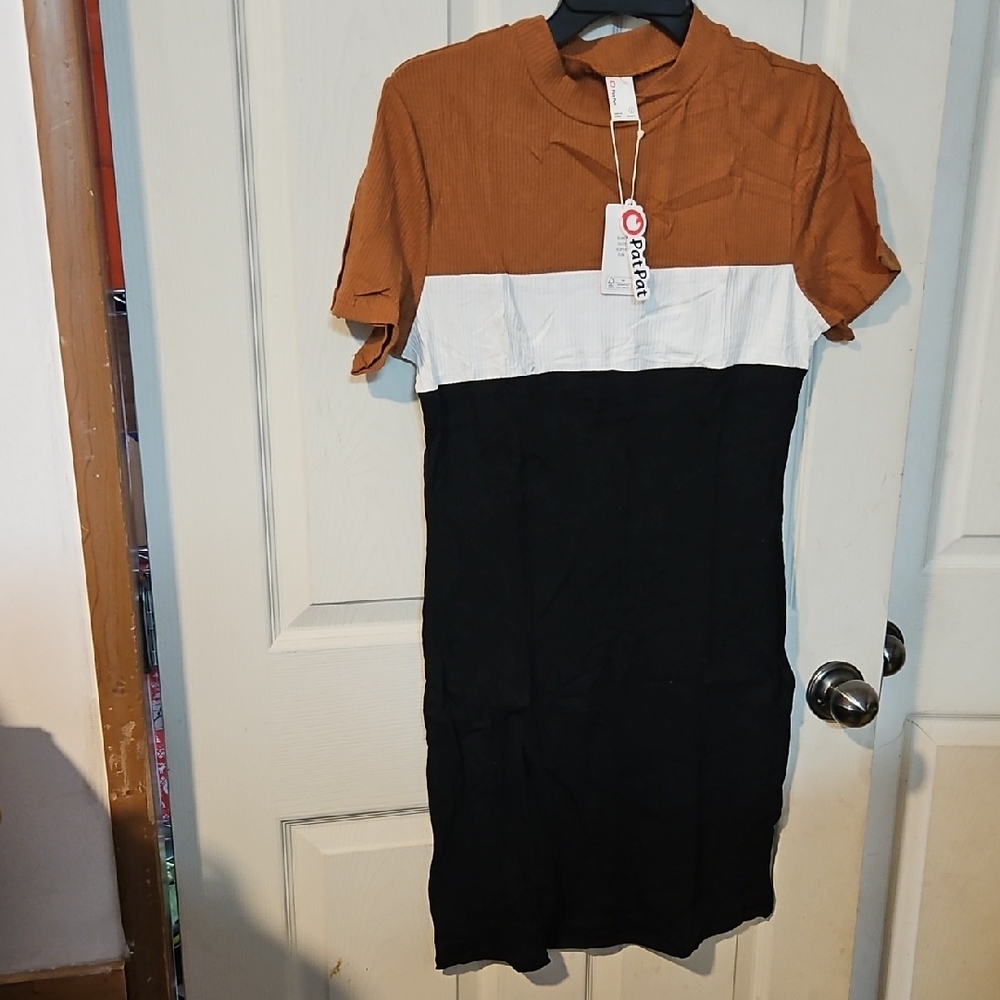 PatPat Ladies Bodycon Dress: BROWN/BLACK: New With Tags: Size L